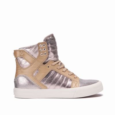 Női Supra SKYTOP Magasszárú Cipő HU634521 Arany/Barna